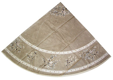 French Round Tablecloth Coated (cicada pattern. natural x white)